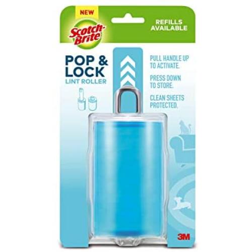 Scotch-Brite Pop & Lock Retractable Lint Roller, 60 Sheets, Multi-Color