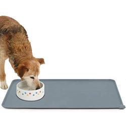 Betus Silicone Pet Food Bowl Mat - 19'' x 12'' Anti-Slip Waterproof Placemat for Pets Anti-Sprinkle Eating - Silica Gel, Durable, Washable