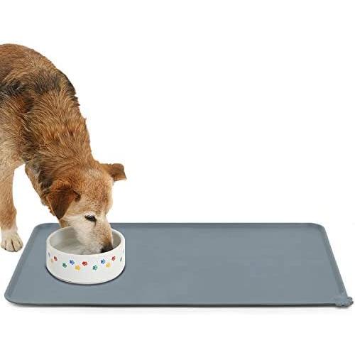 Betus Silicone Pet Food Bowl Mat - 19'' x 12'' Anti-Slip Waterproof Placemat for Pets Anti-Sprinkle Eating - Silica Gel, Durable, Washable