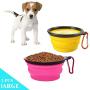 Homesun Collapsible Dog Bowl, 2 Pack Collapsible Dog Water Bowls for Cats Dogs, Portable Pet Feeding Watering Dish for Walking Parking Traveling with Free Carabiner