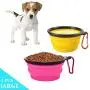 Homesun Collapsible Dog Bowl, 2 Pack Collapsible Dog Water Bowls for Cats Dogs, Portable Pet Feeding Watering Dish for Walking Parking Traveling with Free Carabiner