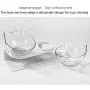 Double Cat Bowl with Stand, Transparent Pet Raised Plastic Bowls for Cat Small Dog