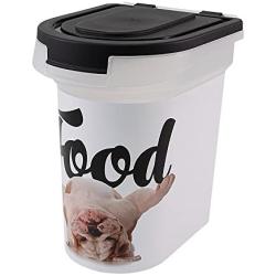 Paw Prints 15 Pound Pet Airtight Food Storage Container, Carlos the Bulldog Design, Includes Snap-In 1 Cup Measured Scoop, 12.5 L x 9.75 W x 13.38 inches, 37716