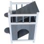 2Krmstr Outdoor Cat House with Balcony,Wooden Cat Shelter for Indoor Outdoor,Kitty Condo,Pet Home for Small Dog Cat Puppy Kitty Rabbit