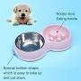 JIUZO Slow Feed Dog Bowl Small,Double Slow Feed Bowl of Dog,Catfeeders and Waterers Pink