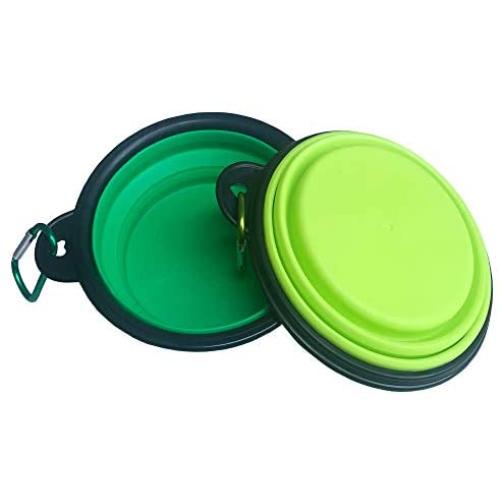 leqingchun Portable Travel Bowl Silicone pet Bowl, Collapsible Dog Bowl, cat Bowl Water Supply Travel Bowl Green + Fruit Green