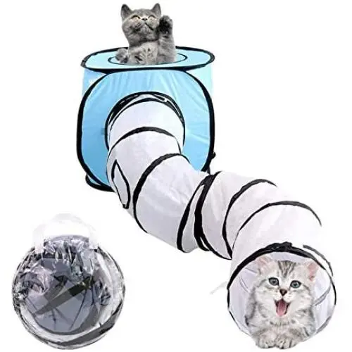 YNNG Cat Tunnel Toy, Foldable Cat Tunnel Tent S-Type Cat Tunnel Portable Pet Fun Play Toy Tent Cat Tunnel Toy for Rabbits, Small Animal,Blue YNNG Cat Tunnel Toy, Foldable Cat Tunnel Tent S-Type Cat Tunnel Portable Pet Fun Play Toy Tent Cat Tunnel Toy for Rabbits, Small Animal,Blue