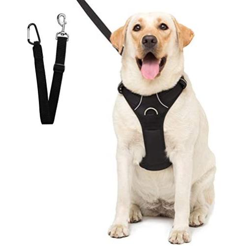 SCENEREAL Dog Safety Harness with Car Vehicle Seat Belt - Adjustable Mesh Vest Travel Strap Lead