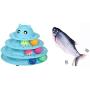 UPSKY Roller Cat Toys and Electric Moving Fish Cat Toy, Realistic Plush Simulation Electric Wagging Fish Cat Toy Catnip Kicker Toys, Funny Interactive Pets Pillow Chew Bite Kick Supplies for Cat Kitt