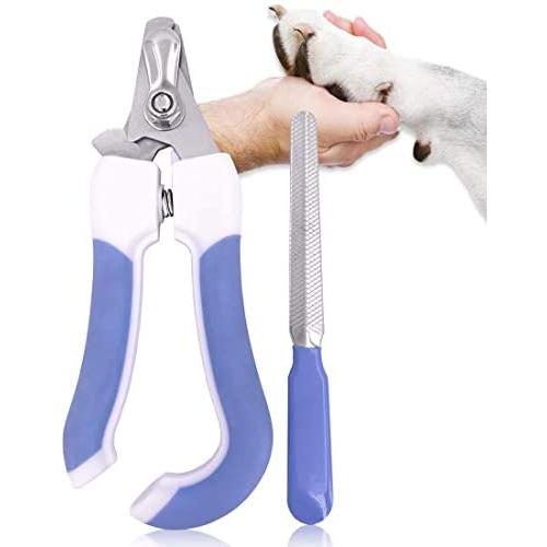 Dotee Dog Nail Clippers and Nail File, Stainless Steel Non Slip Handles & Razor Sharp Blades, Safety Guard to Avoid Over-Cutting, Grooming Tool for All Small Medium Large Pets at Home