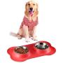 YinQin Bone Shape Dog Bowls Stainless Steel Dog Bowl with No Spill Non-Skid Silicone Mat Pet Bowls Set of 2 for Food and Water Feeder Bowls for Small Dogs Feeder Bowl for Pets, Cats