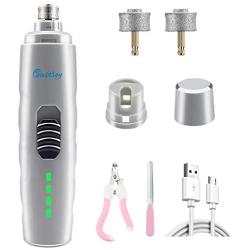 Waitley Dog Nail Grinder Upgraded Rechargeable Low Noise Pet Nail Trimmer Paws Clipper 2-Speed 3 Grinding Ports,Gentle Painless Grooming,Trimming & Smoothing Kits for Small Medium Large Dogs Cats Pets