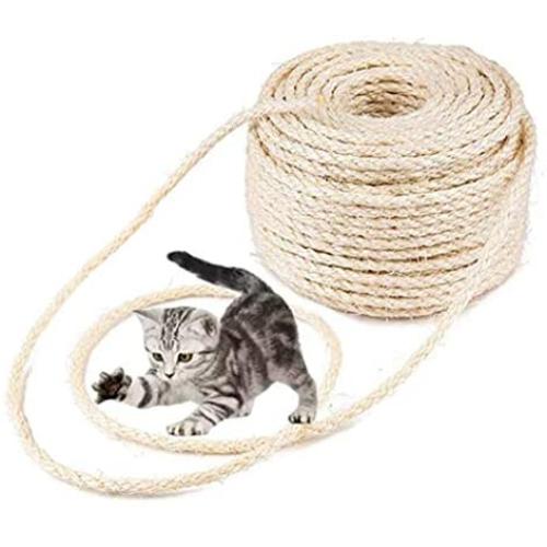 MXiiXM Sisal Rope, Diameter 6mm Premium Durable Unoiled Sisal Twine - 100% Natural Twisted Fiber Twine Hemp Rope for Repairing or DIY Scratcher for Cat Tree Tower