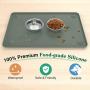Pawaboo Dog Food Mat, (24×16) Large Size Non Slip Foldable Silicone Pet Food Mat Dog Bowl Placemat with Strong Suction Cups, Waterproof Raised Edge Water Bowl Tray Cushion on Floor for Dogs Cats