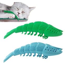 Cat Toothbrush Catnip Toy,Interactive Rubber Dental Care for Pet Kitten Kitty,Crayfish-Shaped Safe Chewing Toy Tooth Cleaning Durable Cat Toy