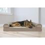 Furhaven Pet Dog Bed - Cooling Gel Memory Foam Faux Fleece and Chenille Soft Woven Traditional Sofa-Style Living Room Couch Pet Bed with Removable Cover for Dogs and Cats