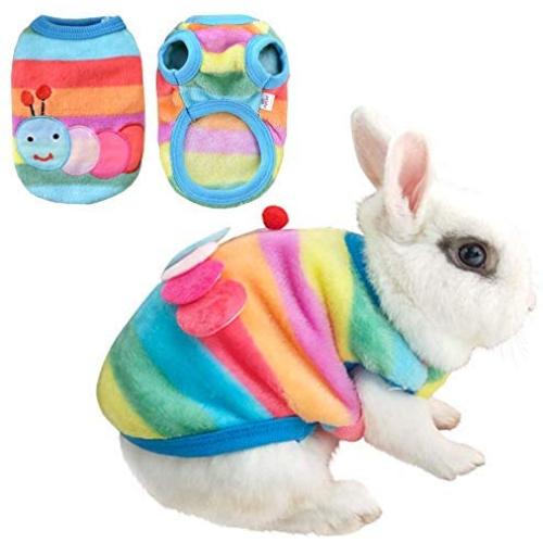 ANIAC Pet Costume Cute Rabbit Clothes Soft Bunny Vest Cozy T-Shirt for Kitten Ferret Chihuahua Puppy and Small Animals (2XS, Rainbow)