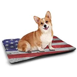 USA Pad Pet Fourth of July Independence Day Traditional Abstract Square Forms Illustration Rectangle Mat for Dogs and Cats Indigo Red White