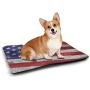 USA Pad Pet Fourth of July Independence Day Traditional Abstract Square Forms Illustration Rectangle Mat for Dogs and Cats Indigo Red White