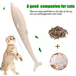 Pet Cat Fish Shape Toothbrush with Catnip Toys，New Interactive Tooth Cleaning Toy for Kitten Kitty，Multi-Function Food Grade Silicone Cat Molar Stick，Get Rid of Bad Breath & Keep Teeth Healthy