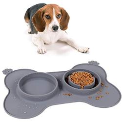 Slow Feeder Bowl for Dogs, Silicone Dog Slow Feeding Mat Non-Slip Slow Eating Pet Food Bowl for Puppy Small Medium Small Dogs & Cats (Gray)