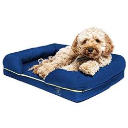 Imperial Petcare Luxury Memory Foam Bed for Sml Lrg X-Large Dogs, Size,Color Options, Washable Cover, Breathable 35% Cotton - Waterproof Liner, Shredded Foam Bolster, Non-Skid Bottom Blue no Print