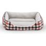 HZBOYA Self-Warming Pet Bed for Small Dogs and Cats Plaid Rectangle Nest Square House Enjoy Sleep, Machine Washable Sofa Cover Red Black Check