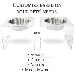 PetFusion Elevated Dog Bowls, Cat Bowls. [Attach, Detach, Add On, Mix Match Short 4'' & Tall 8'']. Buy Singles or Pairs