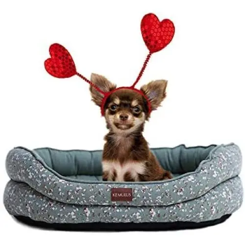 KEMULUS 27”x22” Padded Floral Bolster Dog Bed for Medium Dogs Round Orthopedic Sleeping Bed Anxiety Plush Bed for Cats and Dogs Cozy Self Warming Cuddler Bed Washable Cat Cushion Bed KEMULUS 27”x22” Padded Floral Bolster Dog Bed for Medium Dogs Round Orthopedic Sleeping Bed Anxiety Plush Bed for Cats and Dogs Cozy Self Warming Cuddler Bed Washable Cat Cushion Bed