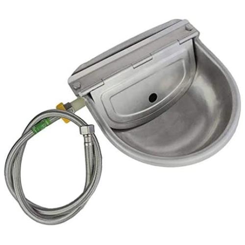 Automatic Water Feeder Trough Bowl with Pipe for Cattle Horse Goat Sheep Dog Animals Stainless Pet Livestock Tool