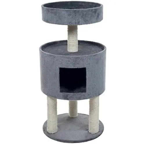 PETMAKER Kitty Cat Condo with Overhead Balcony, Grey