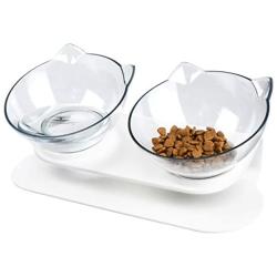 Elevated Cat Bowls with Raised Stand, 15° Tilted Cat Food & Water Bowl Set, Pet Feeding Bowls for Cats and Small Dogs