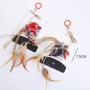 ocijf179 Pet Toy Pet Cat Toy Lattice Cotton Chick Hemp Rope Ring Funny Kitten Stick Pet Supplies - Grey