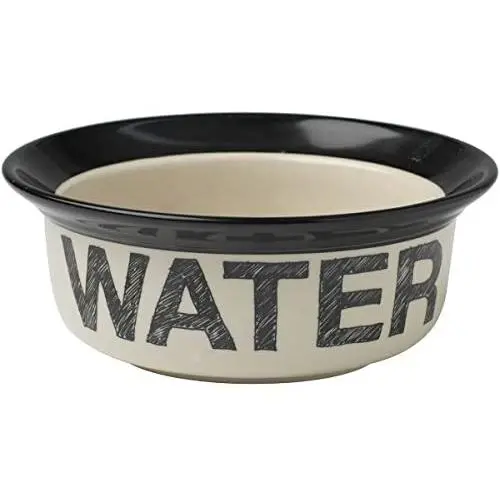 PetRageous 10184 Pooch Basics Stoneware Dog Water Bowl with 2-Cup Capacity 6-Inch Diameter 2.5-Inch Tall for Small and Medium Dogs and Cats, Black and Natural PetRageous 10184 Pooch Basics Stoneware Dog Water Bowl with 2-Cup Capacity 6-Inch Diameter 2.5-Inch Tall for Small and Medium Dogs and Cats, Black and Natural