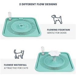 Cat Fountain,74oz/2.2L Cat Flower Fountain with 2 Flow Settings,Healthy and Hygienic Cat Automatic Water Dispenser Super Quiet with 1 Filter & 1 Green Cover Replacement Mat for Dogs,Cats,Multiple Pets