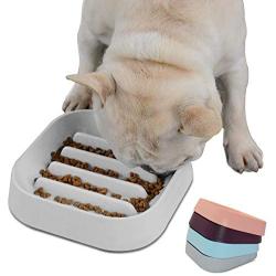 Hifrenchies Healthy Slow Feeding Dog Bowl for French Bulldog -Slow Feeder Dog Bowl Fun Feeder No Chocking Dog Cat Food Bowl with Striped Shape Pattern
