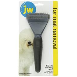 JW Pet Company GripSoft Dematting Rake Dog Brush