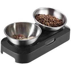 Takezuaa Elevated Cat Bowls, 15° Tilted Raised Cat Food and Water Bowls for Small Size Dog, Food Grade Stainless Steel Nonslip Pet Feeder Bowl