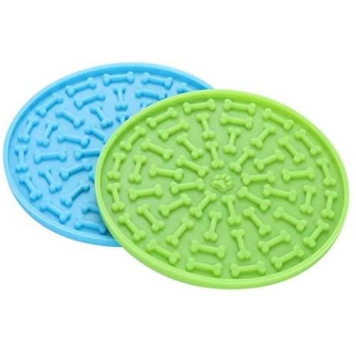 Dog Licking Pad, Slow Feeder Dog Mat Peanut Butter Lick Pad, Pet Bathing Shower Grooming Training Puzzle Lick Mat for Pet Entertain Anxiety Relief Boredom, Promote IQ Health for Dog Cat Protect Gums …