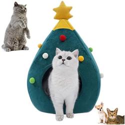 Gwekdo Cat Bed Christmas Tree 2-in-1 Tree Cat Nest,Cat Tent Cave Bed Indoor/Outdoor Warm Bed for Cat,Puppy Dog in Winter,Cozy Cat Condo House for Pet Lovers Xmas Gift(Large)