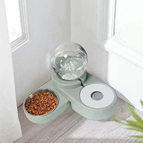 SAVFOX 2 in1 Automatic Water Dispenser Pet Bowls Set, Durable & Detachable Stainless Steel Feeder Bowl, No-Spill Dog Water Bottle & Dish for Cats & Dogs