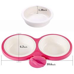Pet Durable Bowl Cage Bowl,Pet Food Water Removable Bowls with Bolt Holder Hanging Cage Coop Cup Non-Skid Feeder Set Double Diners Portable for Feeding Dogs Cats Birds