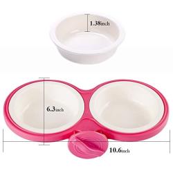 Pet Durable Bowl Cage Bowl,Pet Food Water Removable Bowls with Bolt Holder Hanging Cage Coop Cup Non-Skid Feeder Set Double Diners Portable for Feeding Dogs Cats Birds