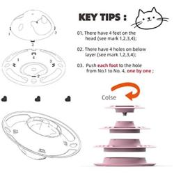 pawstrip 4 Levels Cat Toy Tower Tracks Disc, Multistage Interactive Toy, Chasing Ball in Puzzle Game for Pets