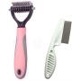 Sunglow Pet Grooming Tool ，Double Sided Shedding and Dematting Undercoat Rake Comb for Dogs and Cats ，and Comb for Flea