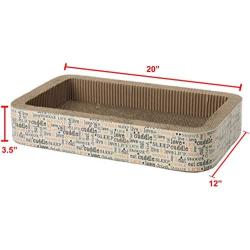 PetRageous 13081 Rectangular Corrugated Cat Lounge Scratcher 20-Inch Long 12-Inch Wide 3.5-Inch Tall with Cat Nip is Great for Cats, Natural Multi