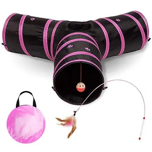 All Prime Cat Tunnel - Also Included is a ($5 Value) Interactive Cat Toy - Toys for Cats - Cat Tunnels for Indoor Cats - Cat Tube - Collapsible 3 Way Pet Tunnel - Great Toy for Cats All Prime Cat Tunnel - Also Included is a ($5 Value) Interactive Cat Toy - Toys for Cats - Cat Tunnels for Indoor Cats - Cat Tube - Collapsible 3 Way Pet Tunnel - Great Toy for Cats