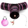 All Prime Cat Tunnel - Also Included is a ($5 Value) Interactive Cat Toy - Toys for Cats - Cat Tunnels for Indoor Cats - Cat Tube - Collapsible 3 Way Pet Tunnel - Great Toy for Cats