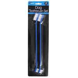 Dukes Pet Products Two-Piece Dog Toothbrush Set: Double Sided Canine Dental Hygiene Brushes with Long 8 1/2 Inch Handles and Super Soft Bristles