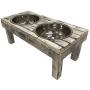 Huntley Pet Berjen Table Elevated Double Bowl Pet Feeder, White Wash